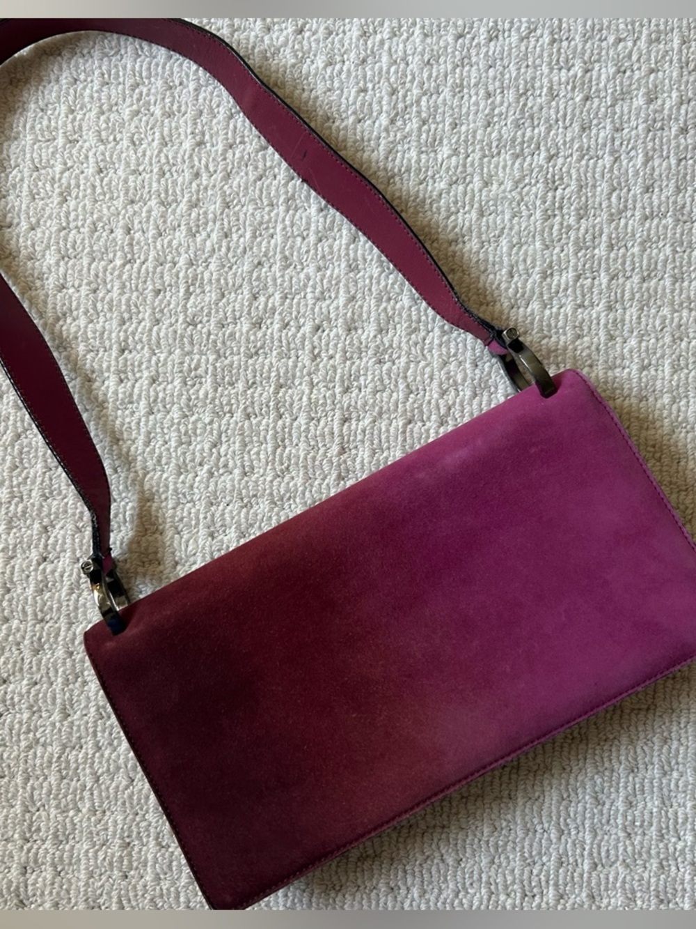 Ferragamo Plum ombrè suede shoulder bag-Vintage '90's